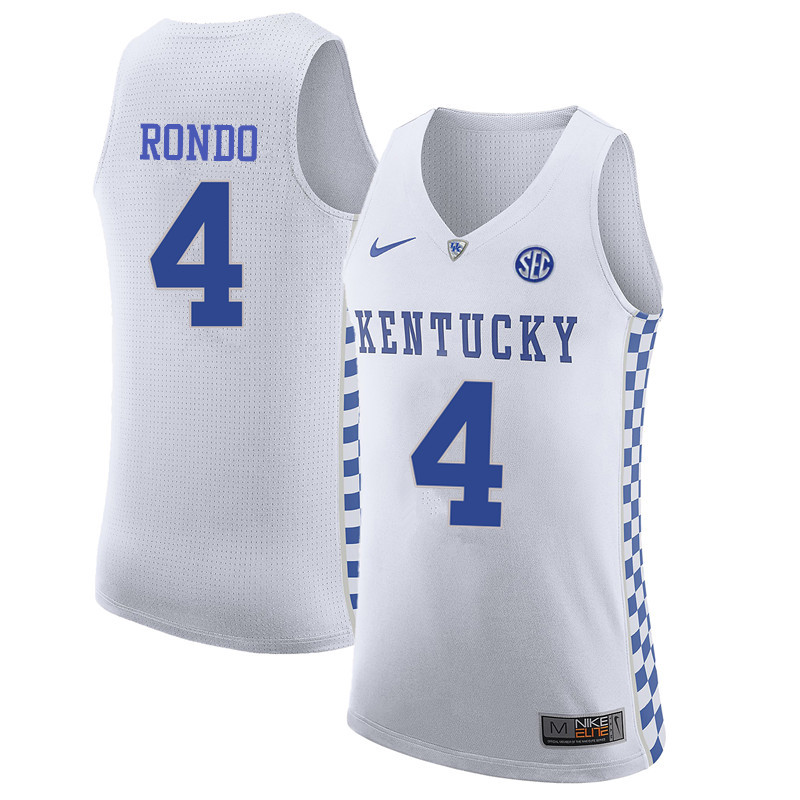 Men Kentucky Wildcats #4 Rajon Rondo College Basketball Jerseys-White - Click Image to Close